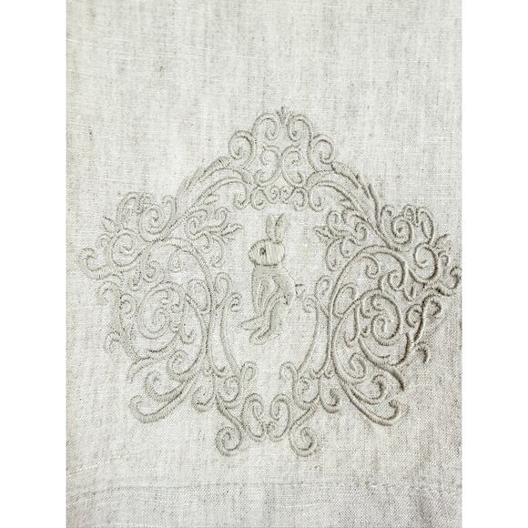 20" x 20" Embroidered Damask Bunny Dinner Napkins – Set of 8 – Beige/Ivory - Picture 3 of 4